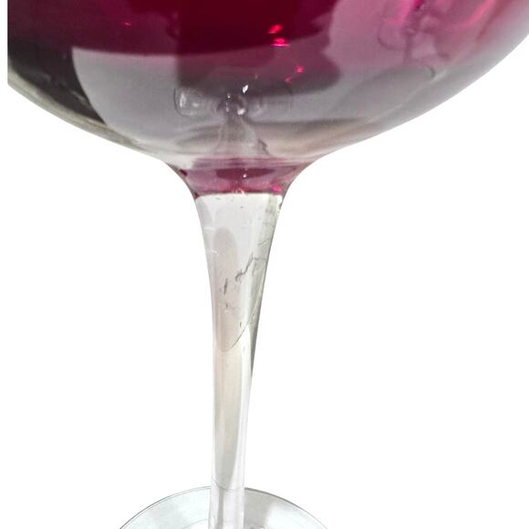 Ruby Red Elegant Balloon Wine Glasses Goblets with Clear Stem-Set of 4 - Picture 8 of 9